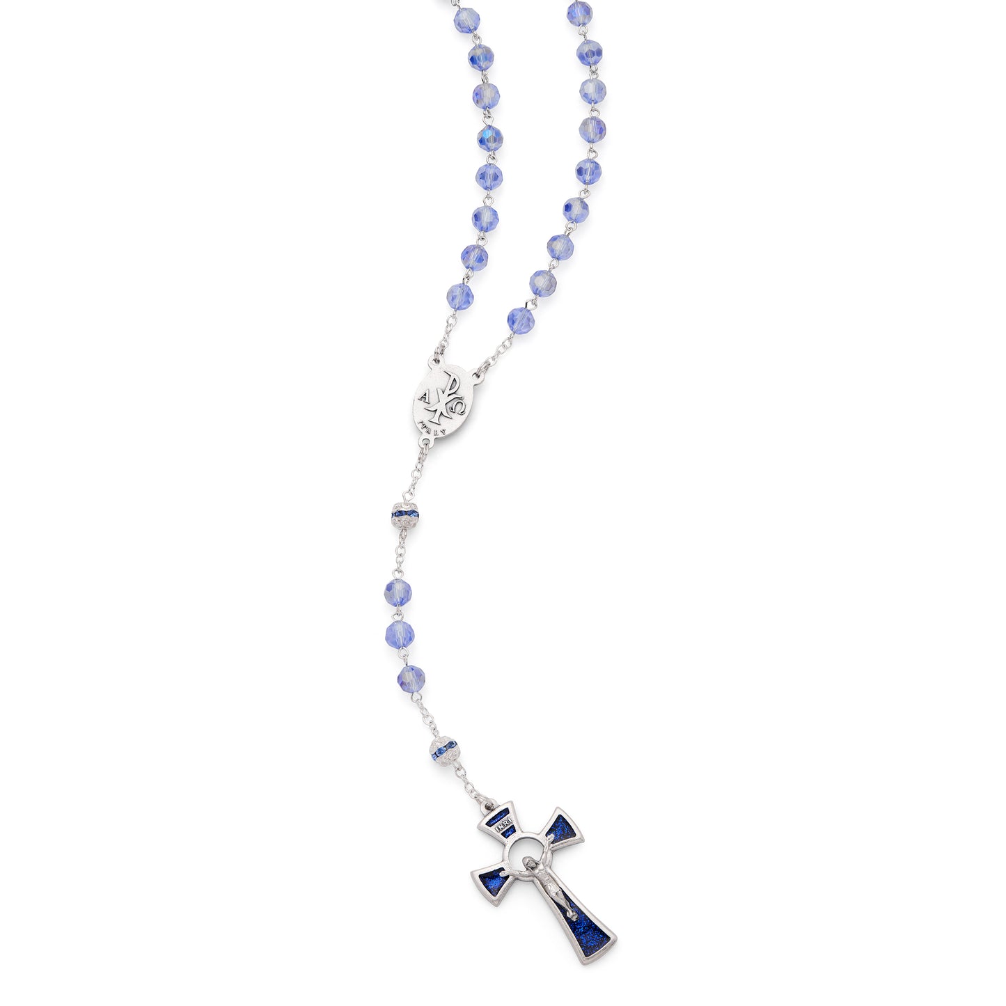 MONDO CATTOLICO ROMA Prayer Beads 58 cm (22.83 in) / 76 cm (29.92 in) / 6 mm (0.24 in) Our Lady of Grace Faceted Crystal Rosary