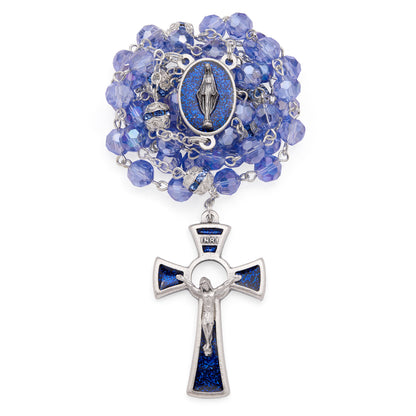 MONDO CATTOLICO ROMA Prayer Beads 58 cm (22.83 in) / 76 cm (29.92 in) / 6 mm (0.24 in) Our Lady of Grace Faceted Crystal Rosary