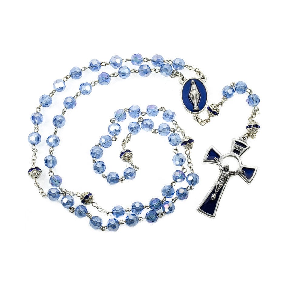 MONDO CATTOLICO Prayer Beads Our Lady of Grace Faceted Crystal Rosary