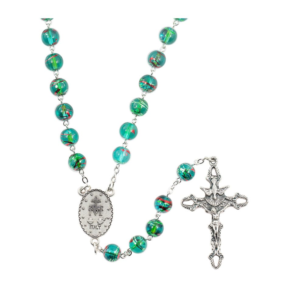 MONDO CATTOLICO Prayer Beads Our Lady of Graces Rosary Green Bohemian Crystal