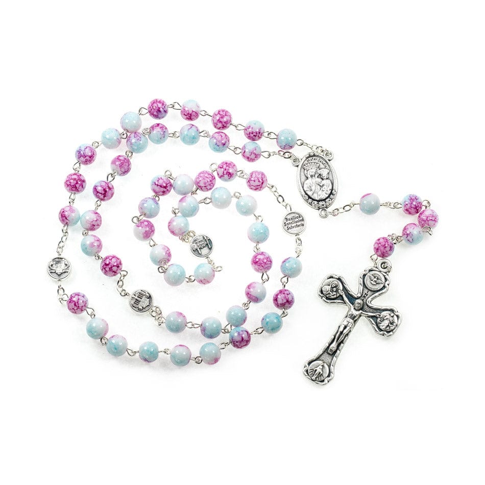 MONDO CATTOLICO Prayer Beads Our Lady of Health Variegated Glass Rosary