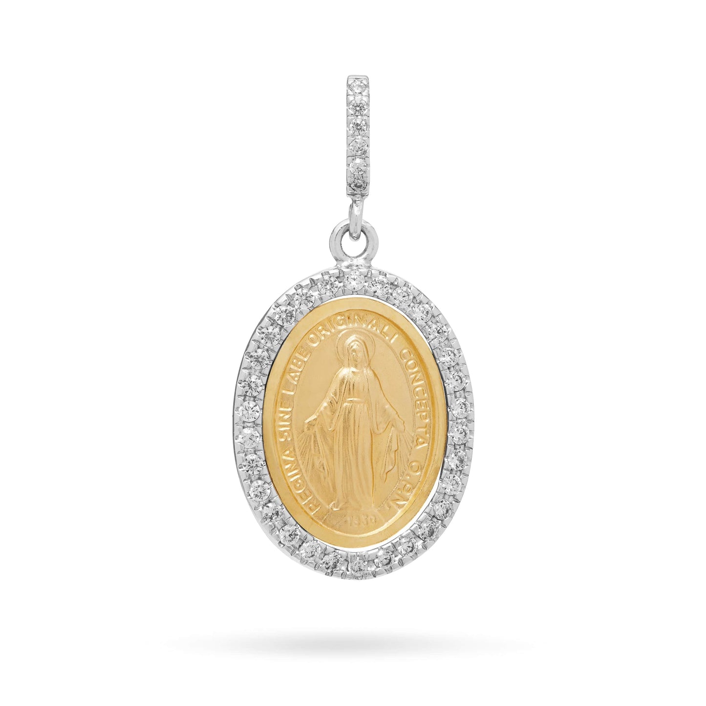 MONDO CATTOLICO Our Lady of Miraculous Bicolor Zircons Gold Medal