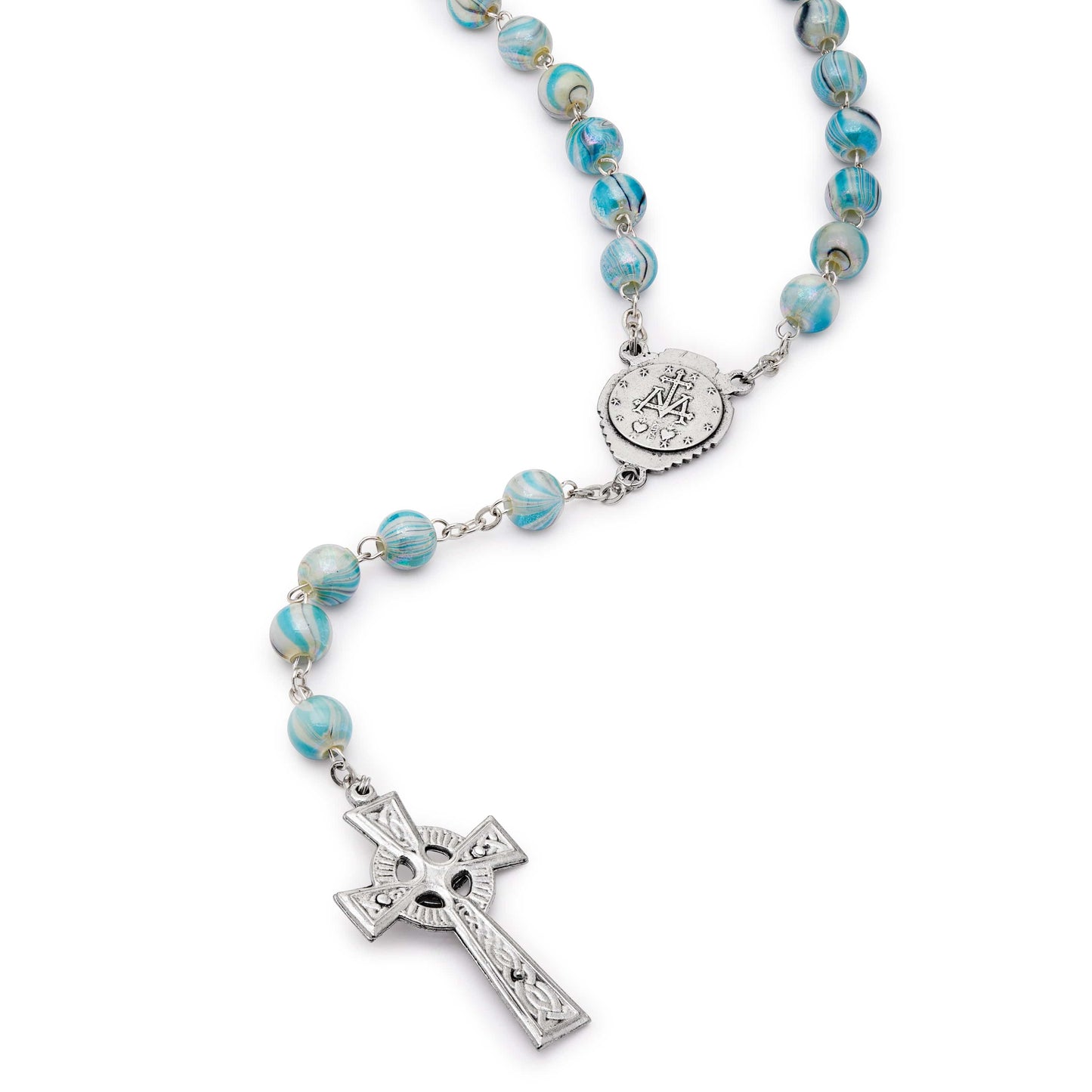 MONDO CATTOLICO Prayer Beads 53 cm (20.86 in) / 8 mm (0.31 in) Our Lady of Miraculous Medal Five Decades Rosary Beads