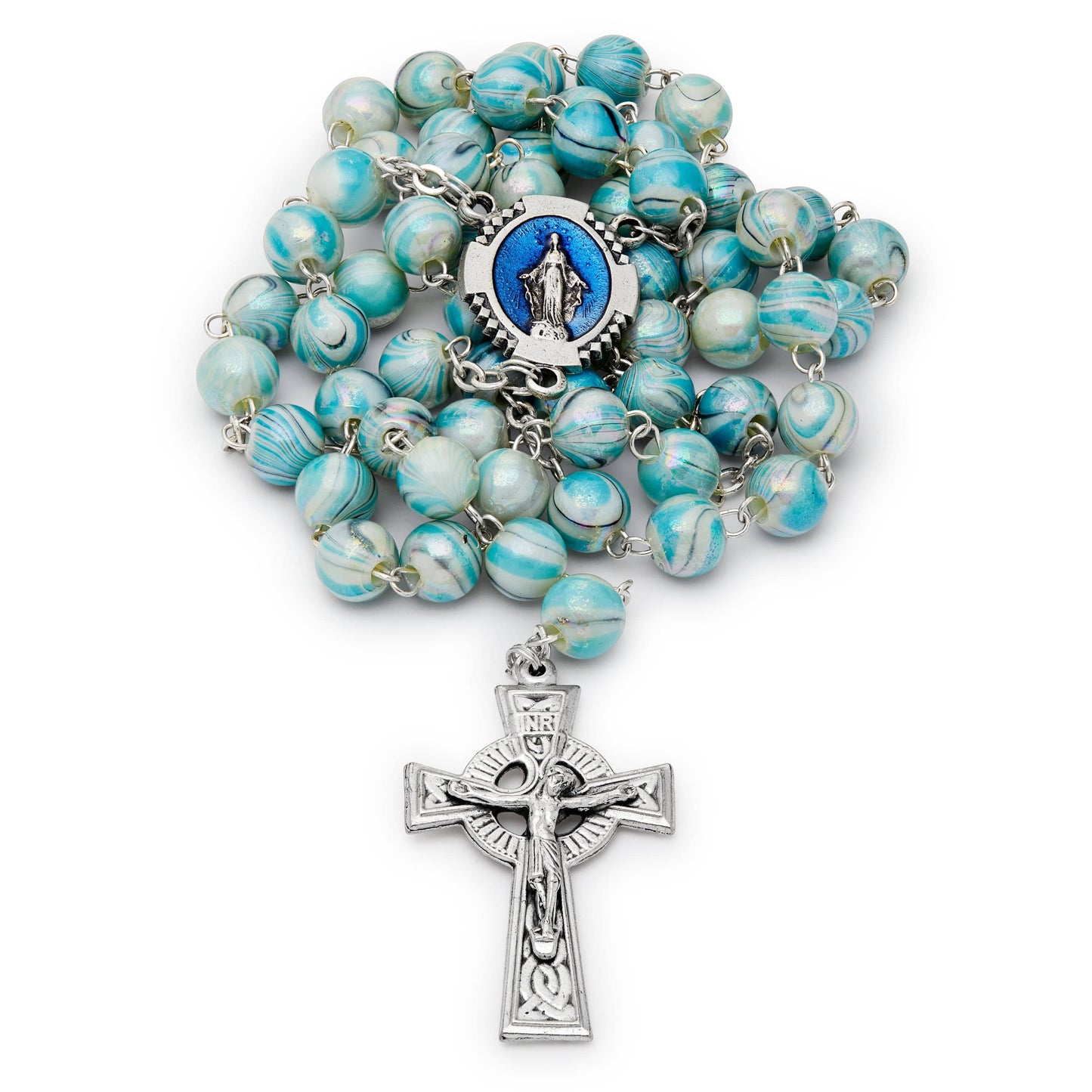 MONDO CATTOLICO Prayer Beads 53 cm (20.86 in) / 8 mm (0.31 in) Our Lady of Miraculous Medal Five Decades Rosary Beads