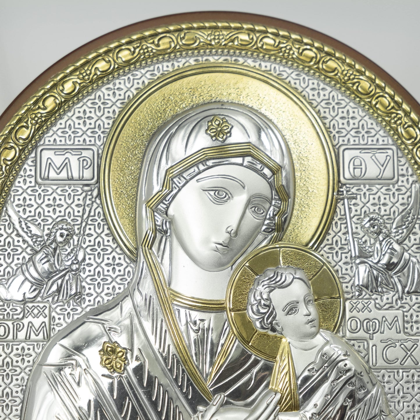 MONDO CATTOLICO Our Lady of Perpetual Help Bilaminated Sterling Silver and Golden Details