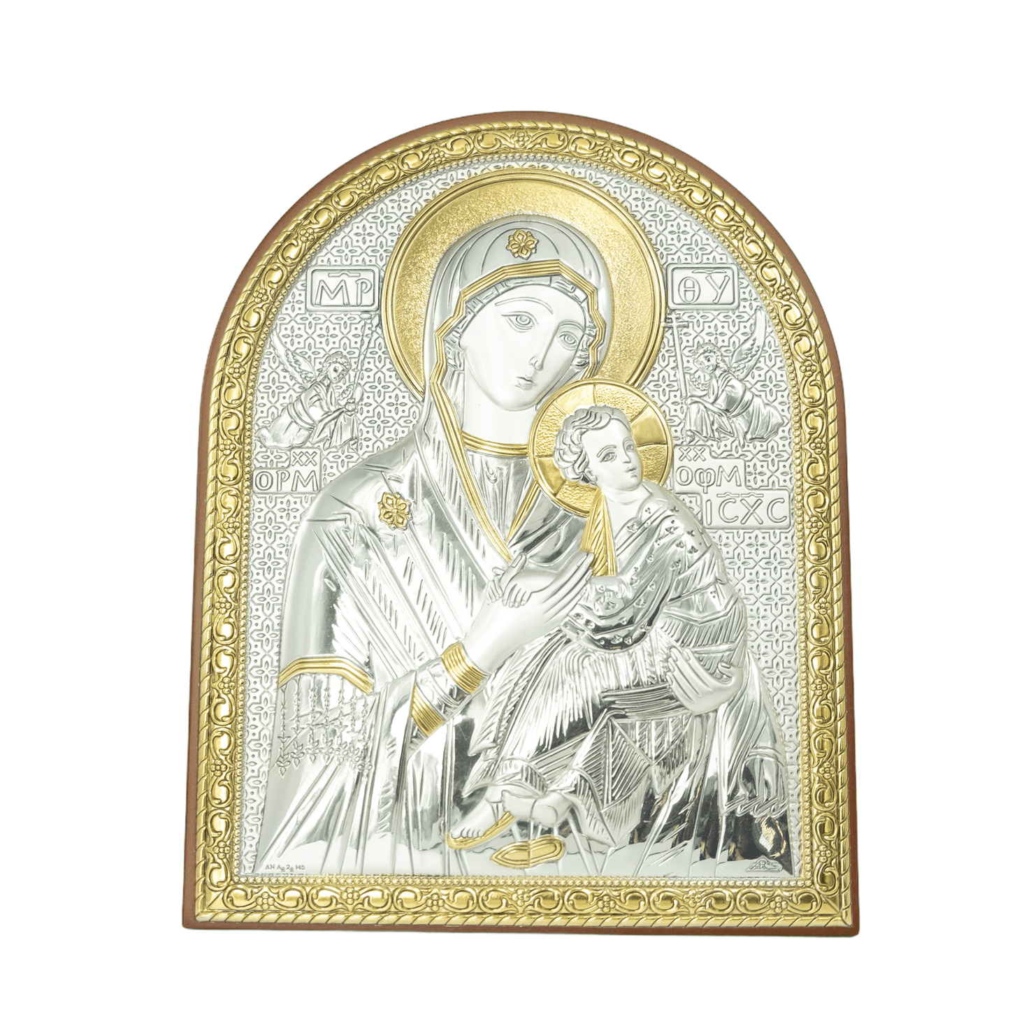 MONDO CATTOLICO 18X14 cm Our Lady of Perpetual Help Bilaminated Sterling Silver and Golden Details