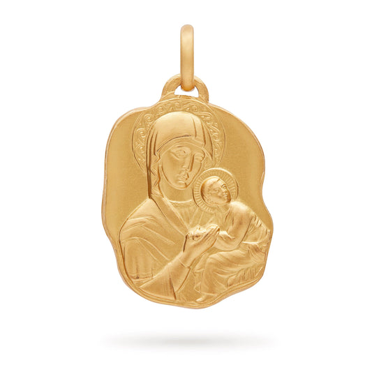 MONDO CATTOLICO 26 mm (1.0 in) Our Lady of Perpetual Help Irregular Gold Medal