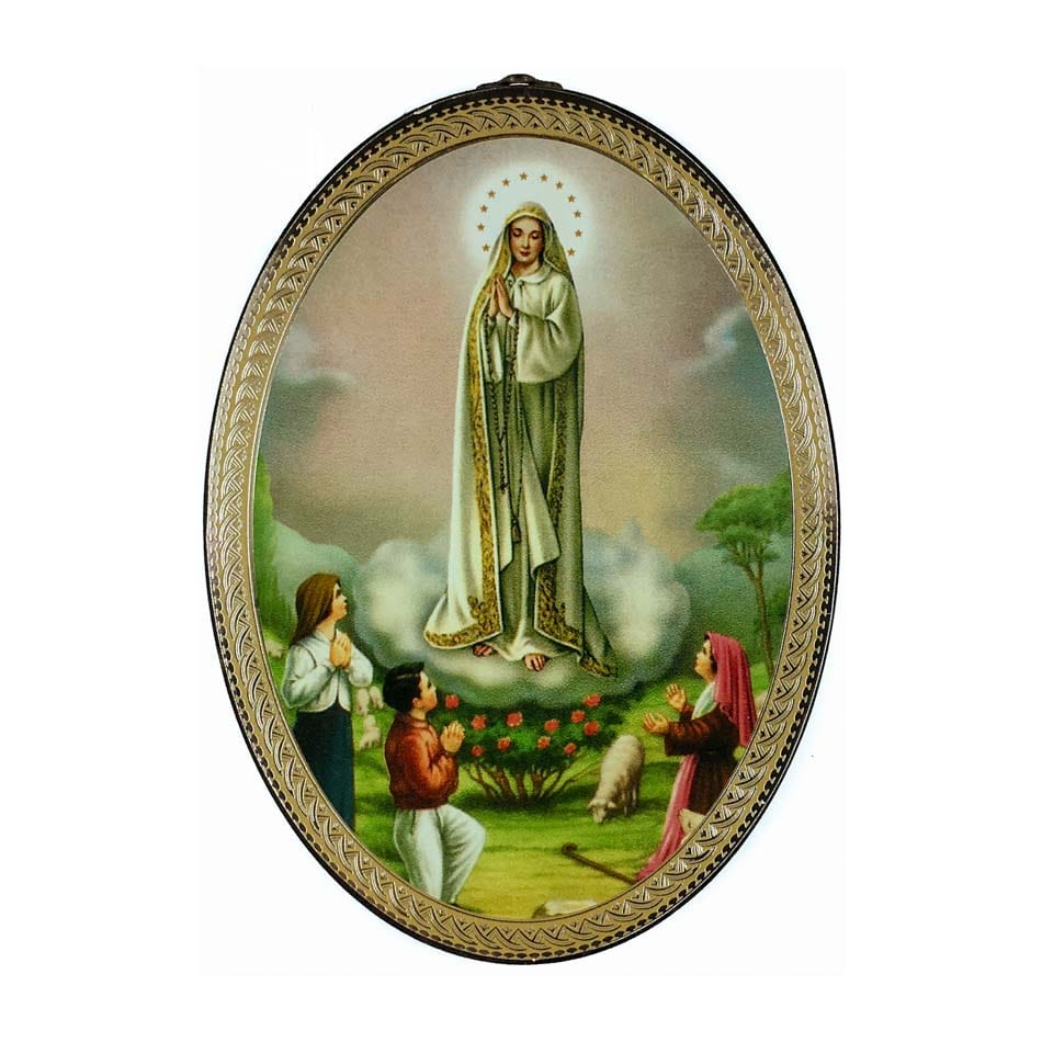 MONDO CATTOLICO Oval Icon of Our Lady of Fatima 5,90" x 3,93"