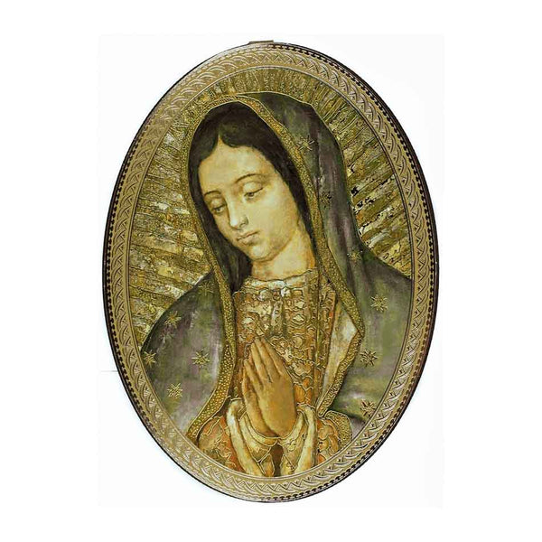 Oval Wooden Icon of Our Lady of Guadalupe | MONDO CATTOLICO