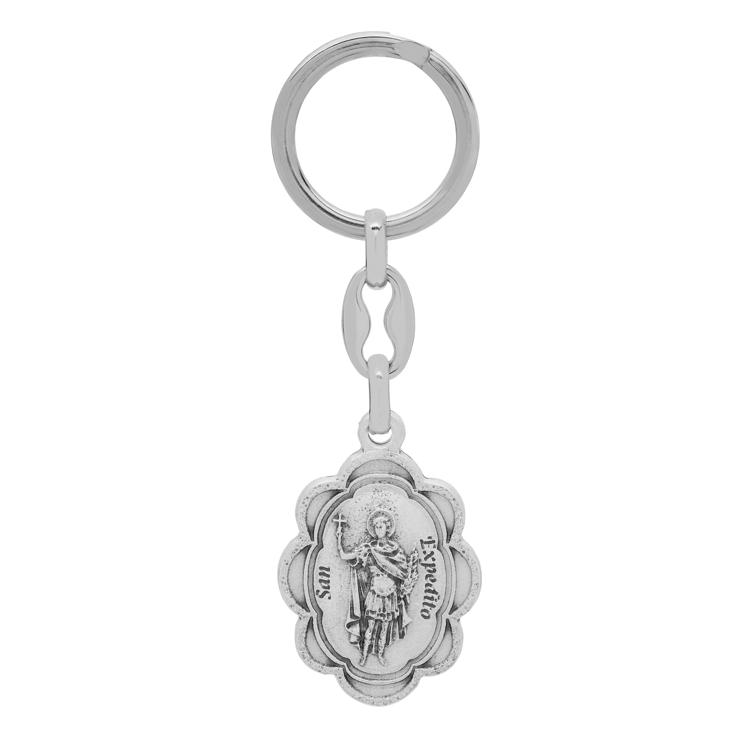 Oval Metal Keychain of Saint Expeditus | MONDO CATTOLICO