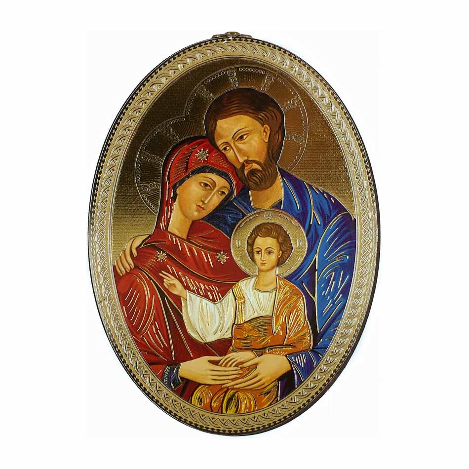 MONDO CATTOLICO Oval wood icon of Holy Family 5,90" X 3,93"