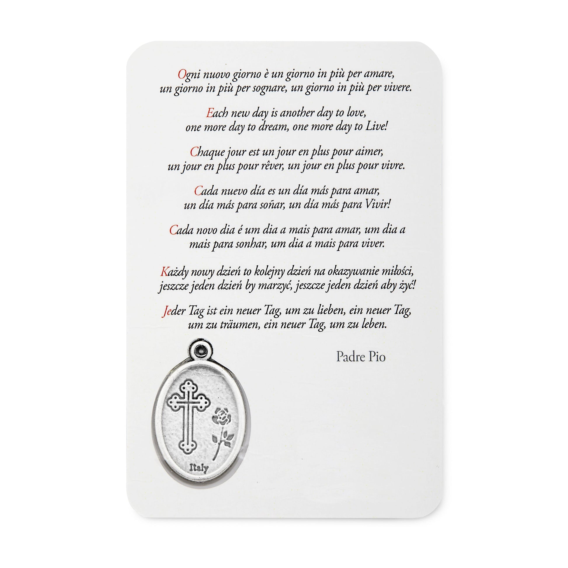 MONDO CATTOLICO Padre Pio da Pietrelcina Prayer Card