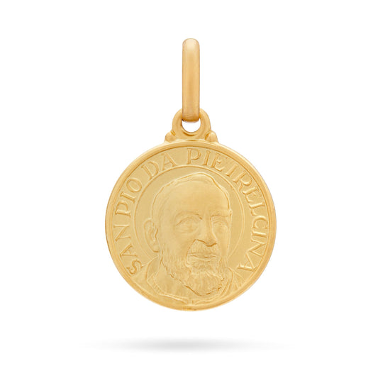 MONDO CATTOLICO Jewelry 18 mm (0.70 in) Padre Pio Yellow Gold Medal