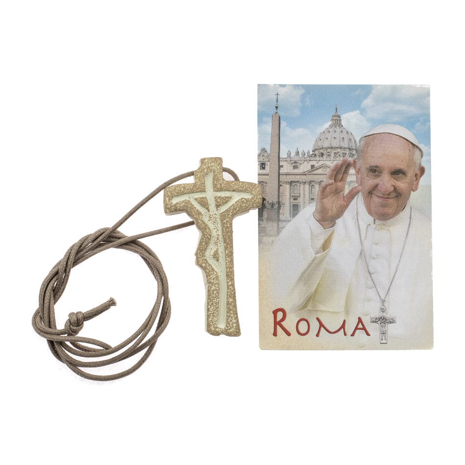 MONDO CATTOLICO Pastorale Wooden Cross with Rope Chain