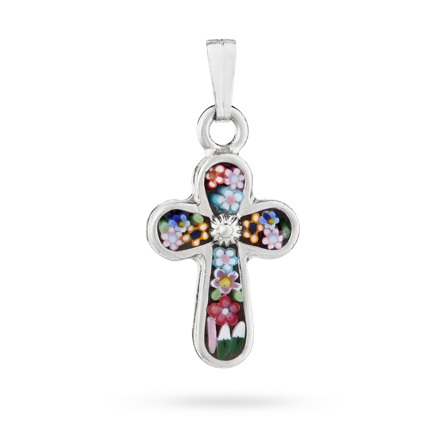 MONDO CATTOLICO ROMA 22 mm (0.87 in) Pewter Micromosaic Cross