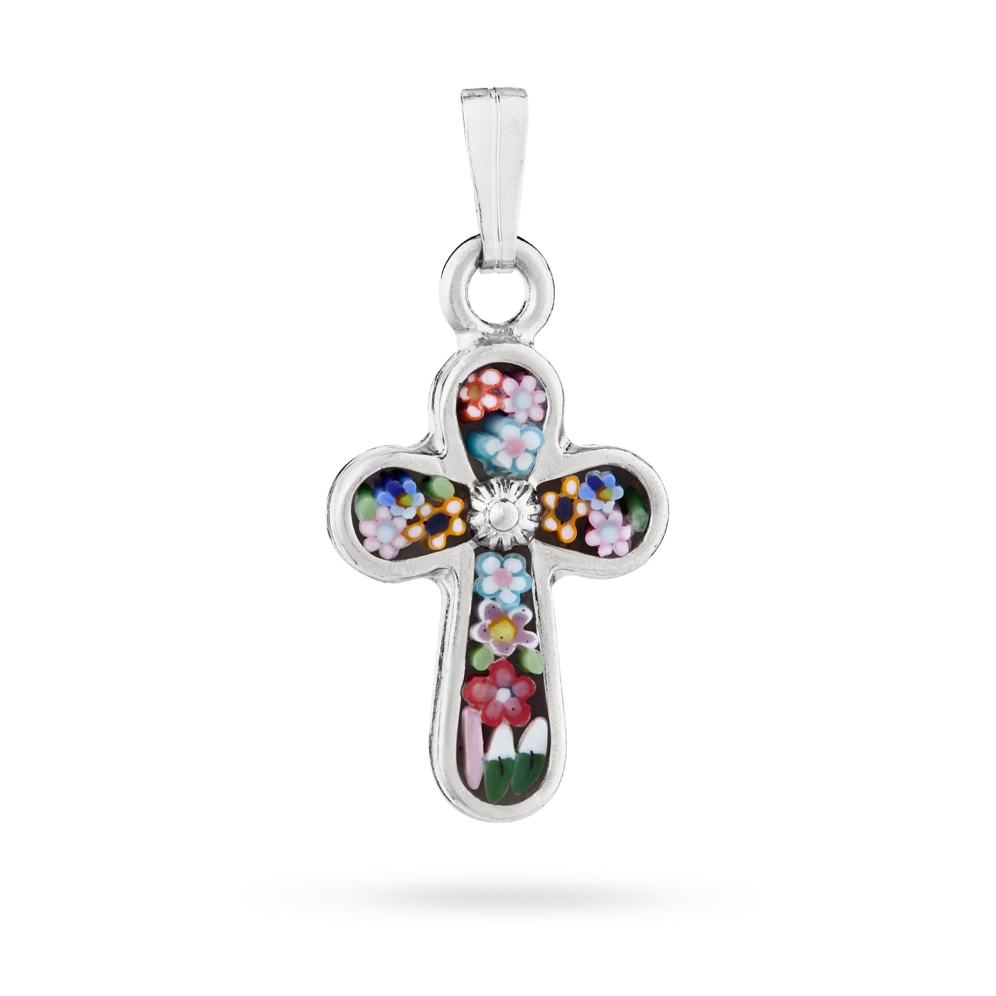 MONDO CATTOLICO ROMA 22 mm (0.87 in) Pewter Micromosaic Cross