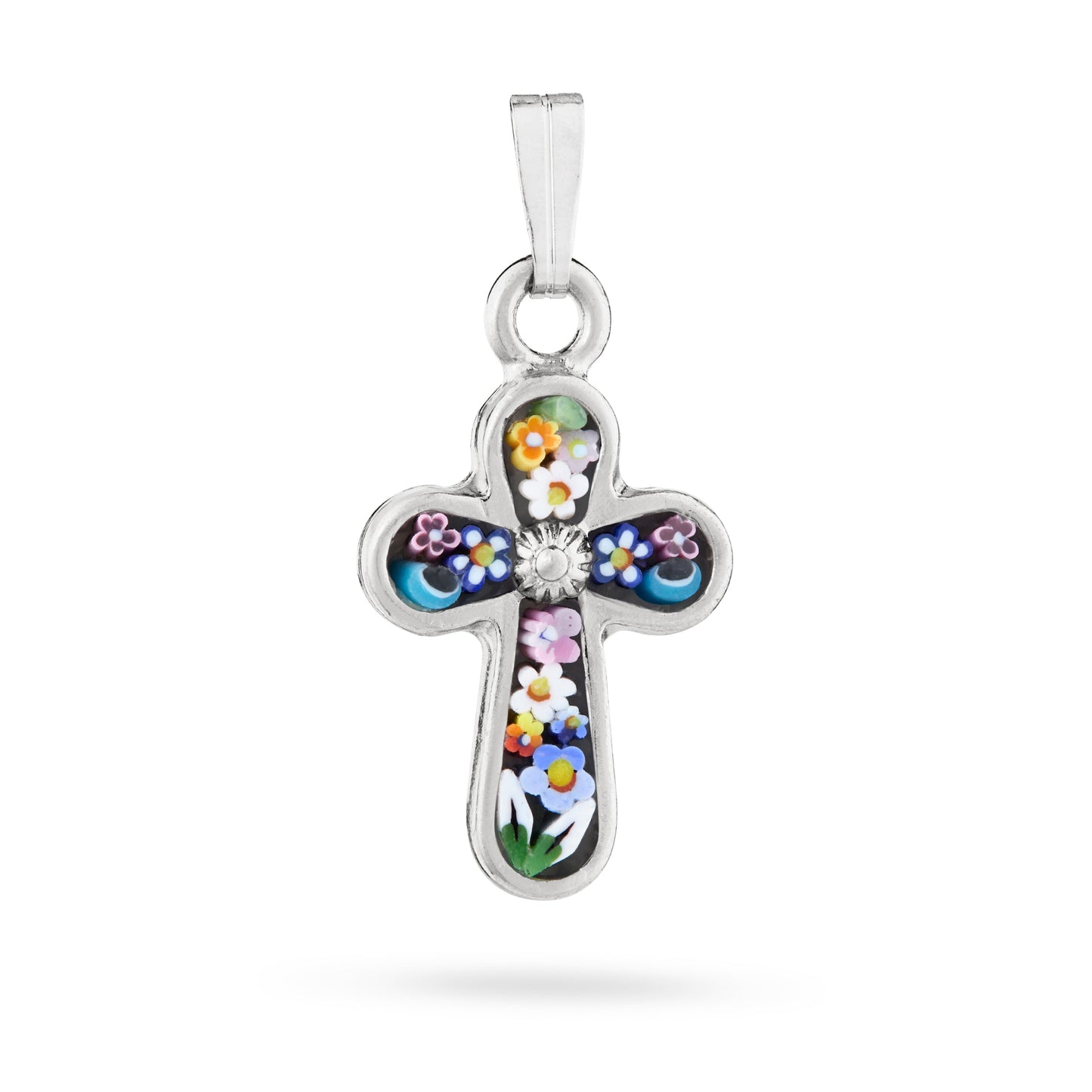 MONDO CATTOLICO ROMA 22 mm (0.87 in) Pewter Micromosaic Cross