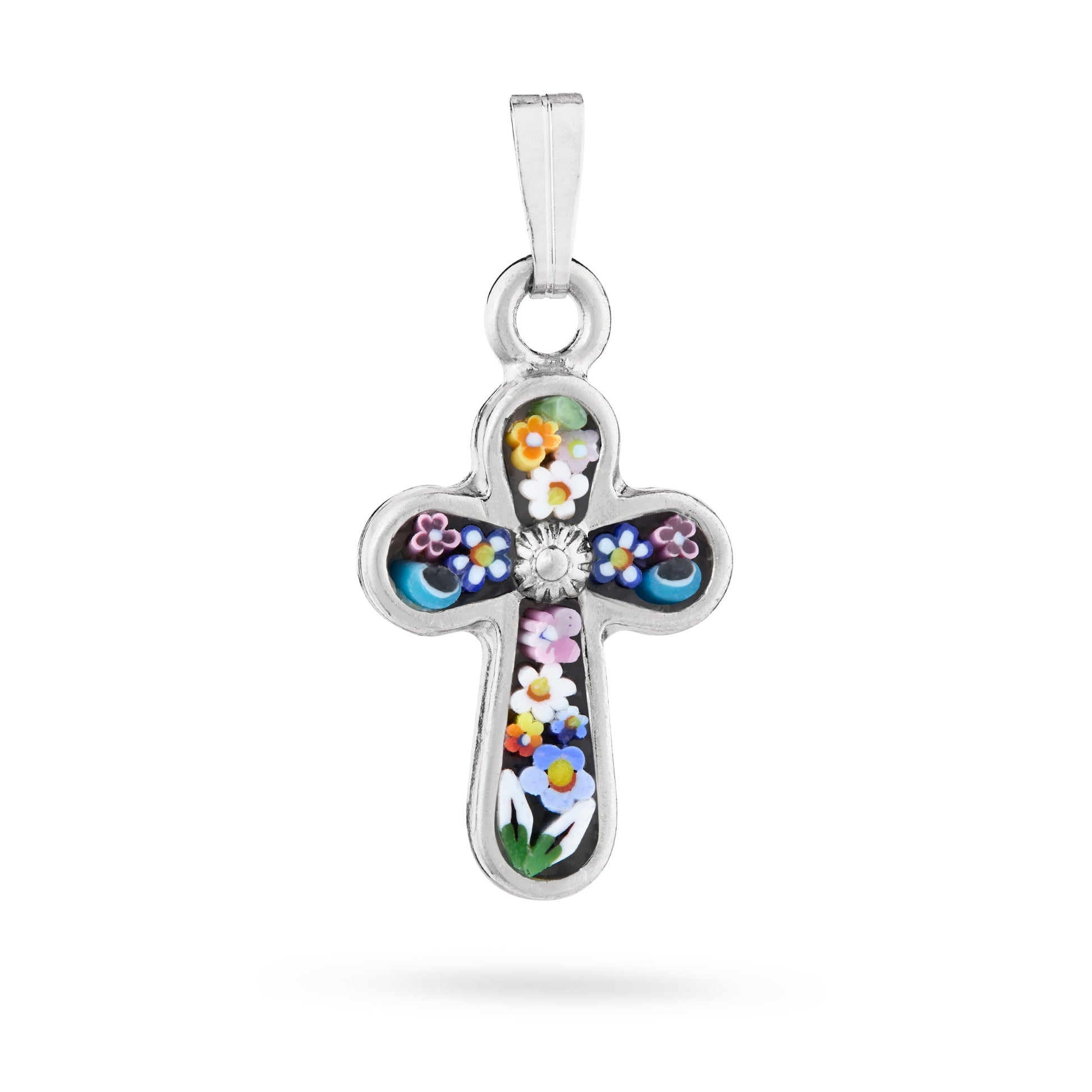 MONDO CATTOLICO ROMA 22 mm (0.87 in) Pewter Micromosaic Cross