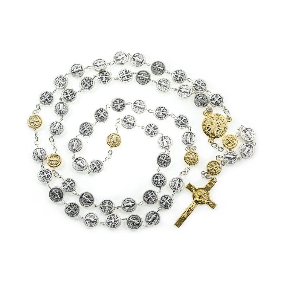 MONDO CATTOLICO Prayer Beads 56 cm (22.04 in) / 9 mm (0.35 in) Pewter Saint Benedict Rosary