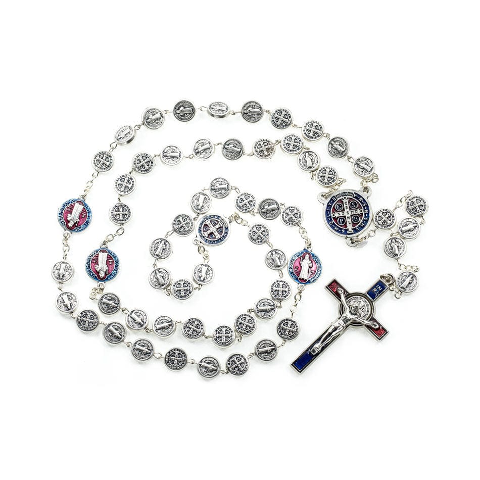 MONDO CATTOLICO Prayer Beads 58 cm (22.83 in) / 9 mm (0.35 in) Pewter Saint Benedict Rosary Beads