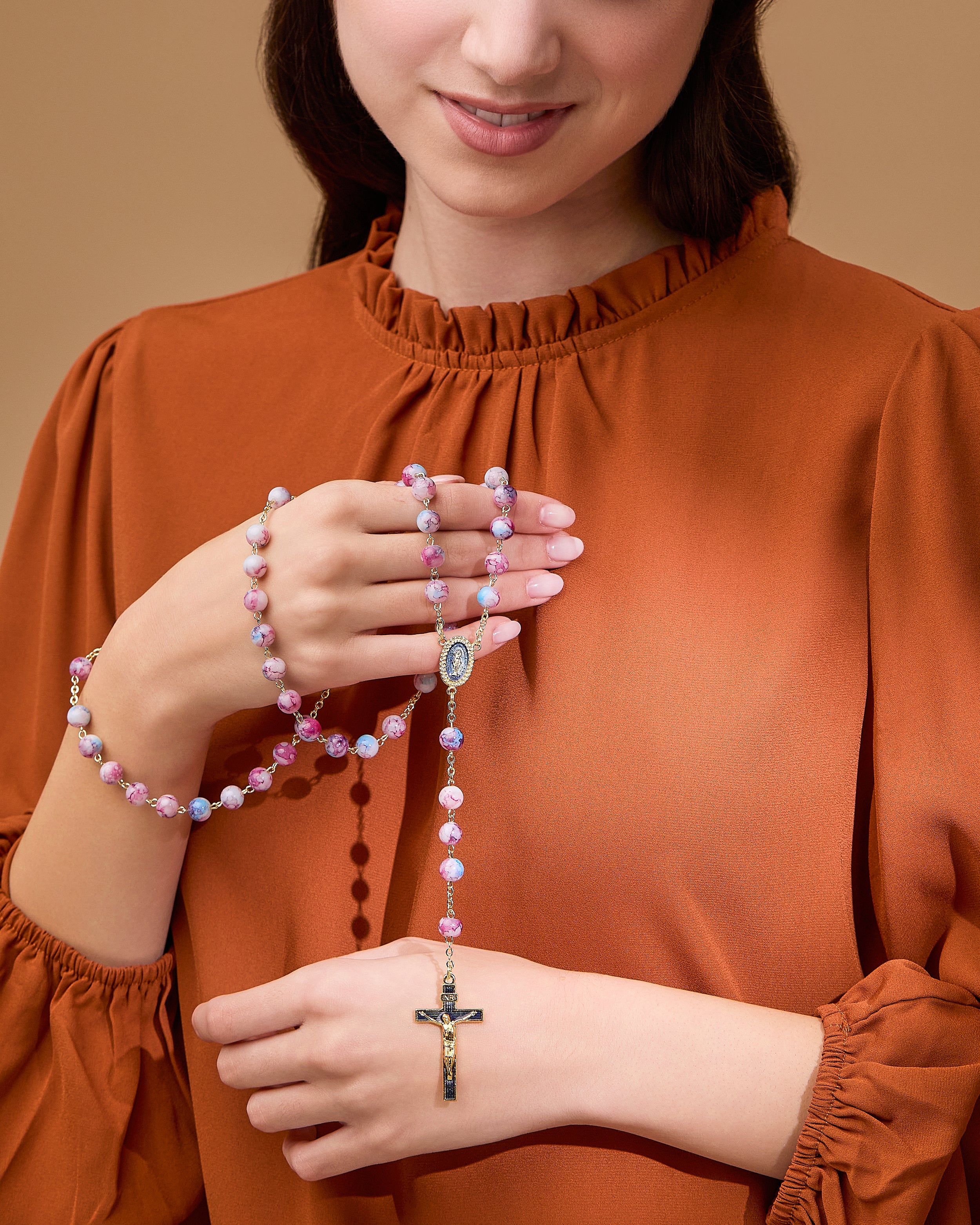 Pink and Blue Variegated Rosary of Our Lady of the Miraculous