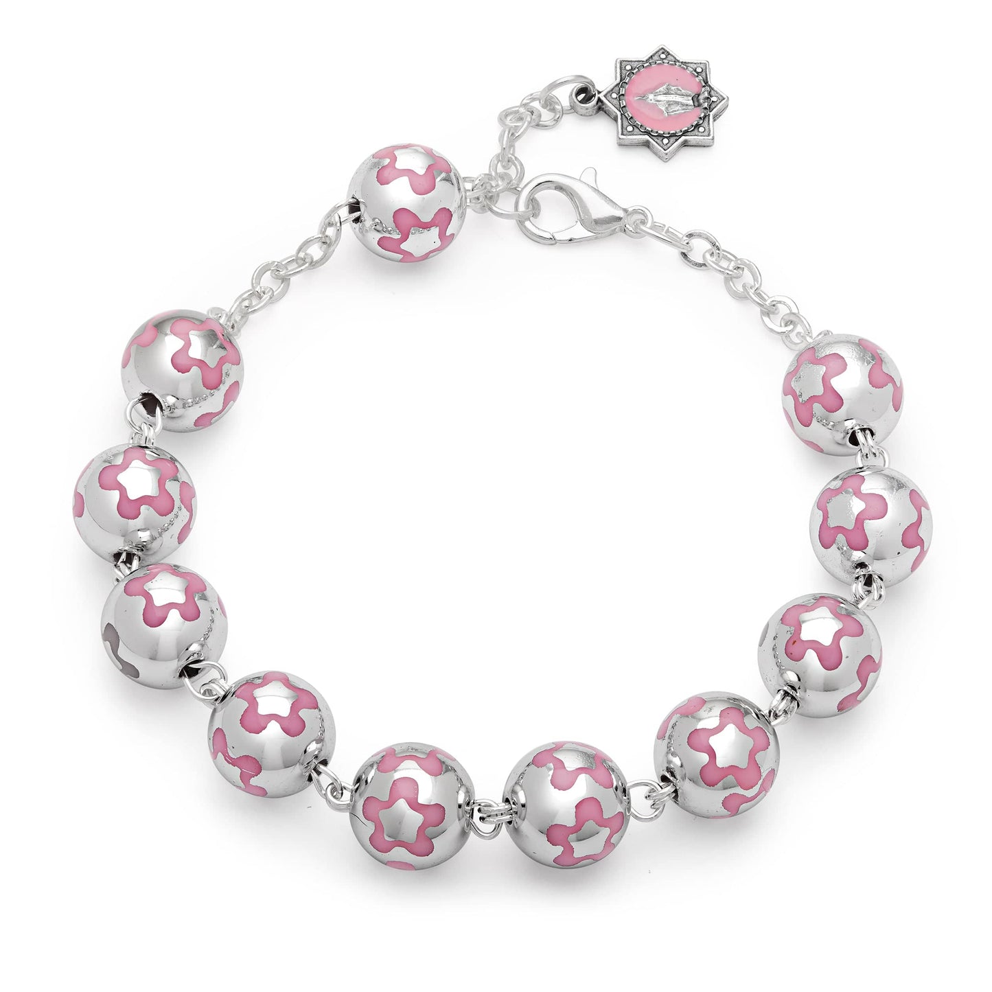 MONDO CATTOLICO Prayer Beads 23 cm (9 in) / 10 mm (0.4 in) Pink Rosary Bracelet