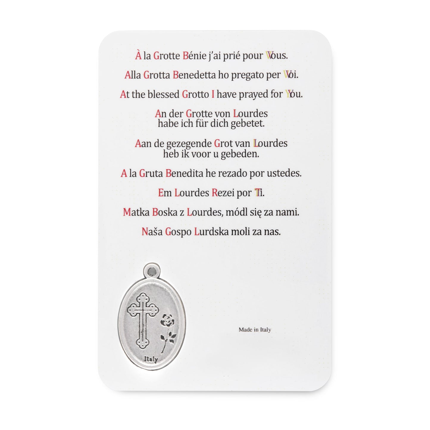 MONDO CATTOLICO ROMA Holy Card Plasticized Holy Card of Our Lady of Lourdes