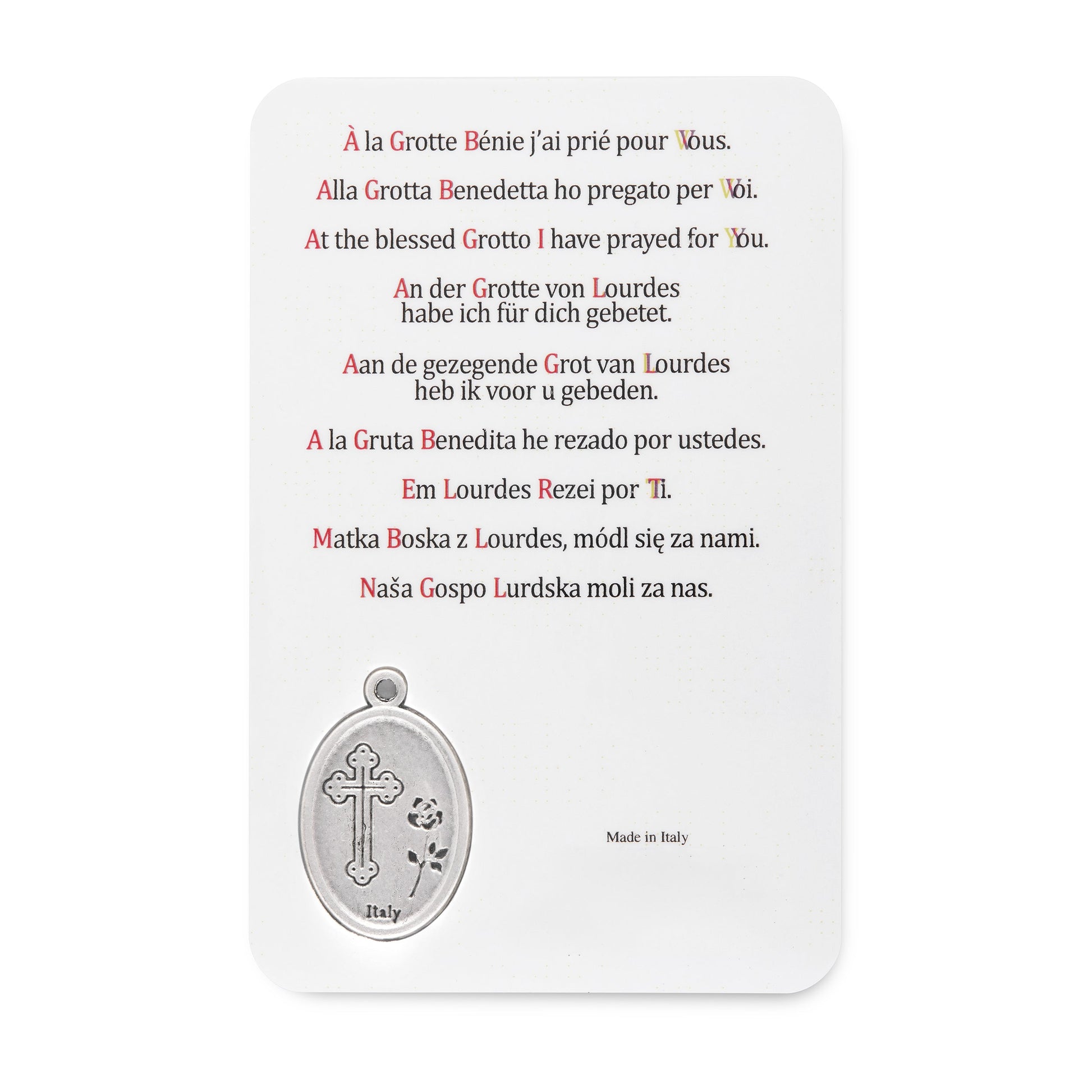 MONDO CATTOLICO ROMA Holy Card Plasticized Holy Card of Our Lady of Lourdes