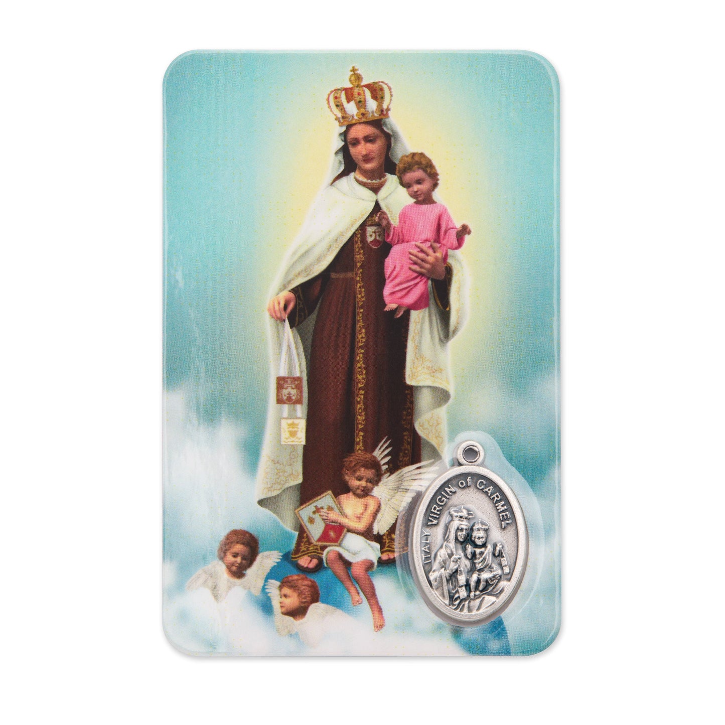 MONDO CATTOLICO ROMA Holy Card Plasticized Holy Card of Our Lady of Mount Carmel