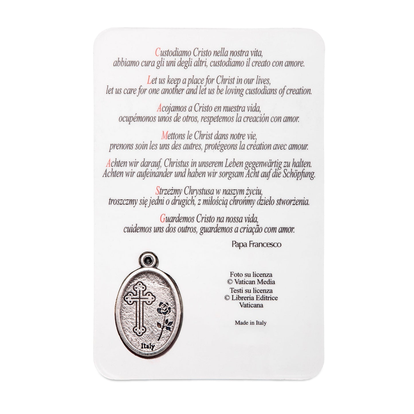 MONDO CATTOLICO ROMA Holy Card Plasticized Holy Card of Pope Francis