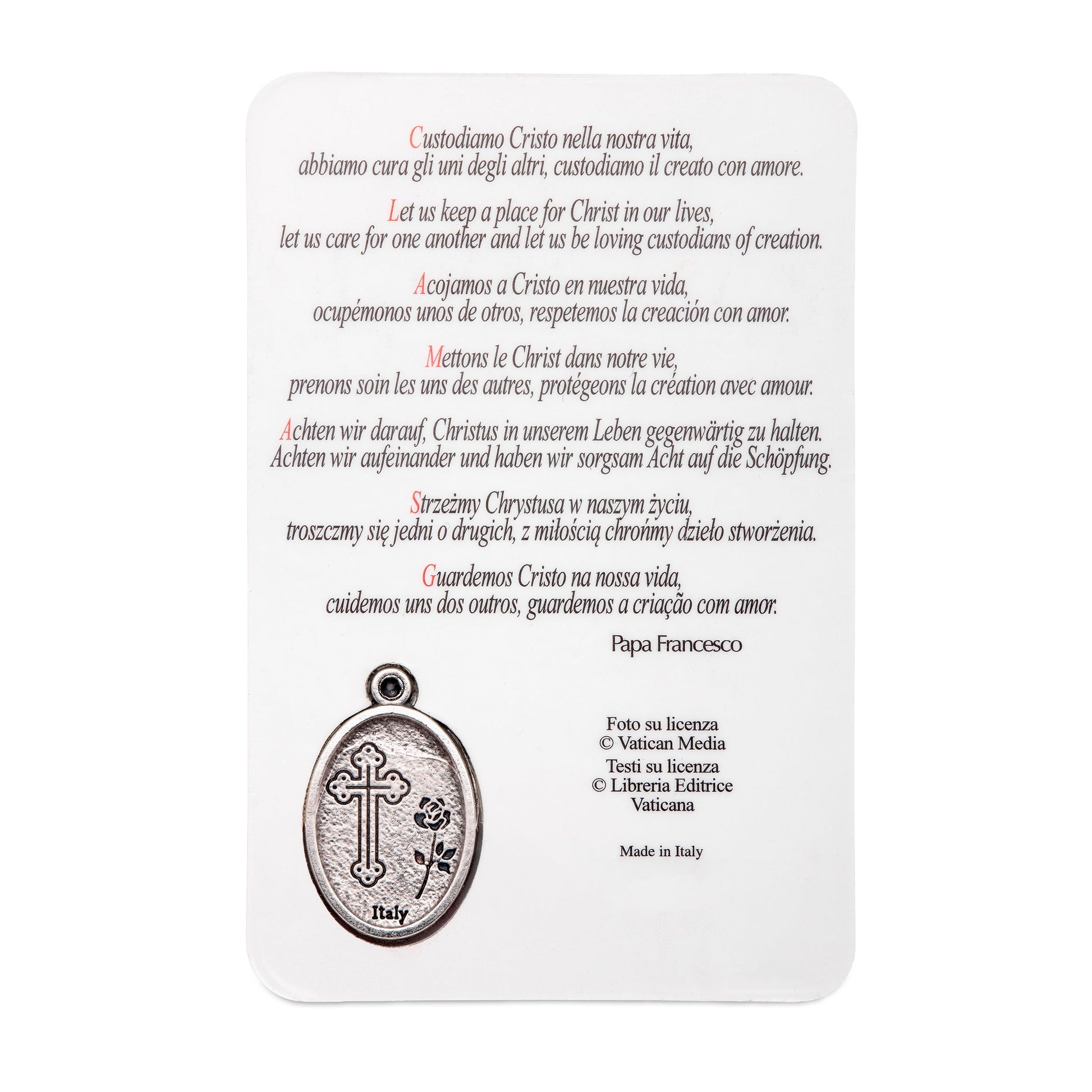 MONDO CATTOLICO ROMA Holy Card Plasticized Holy Card of Pope Francis