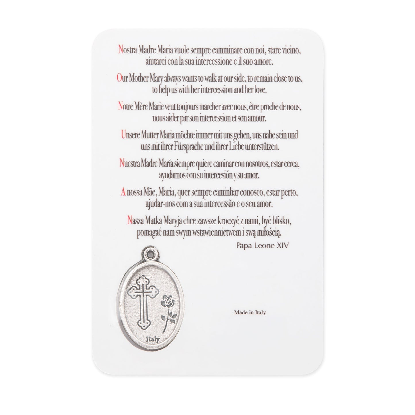 MONDO CATTOLICO ROMA Holy Card Plasticized Holy Card of Pope Leo XIV in Prayer