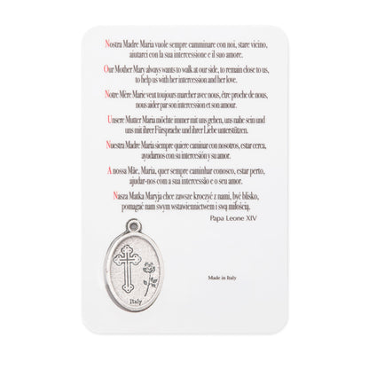 MONDO CATTOLICO ROMA Holy Card Plasticized Holy Card of Pope Leo XIV in Prayer