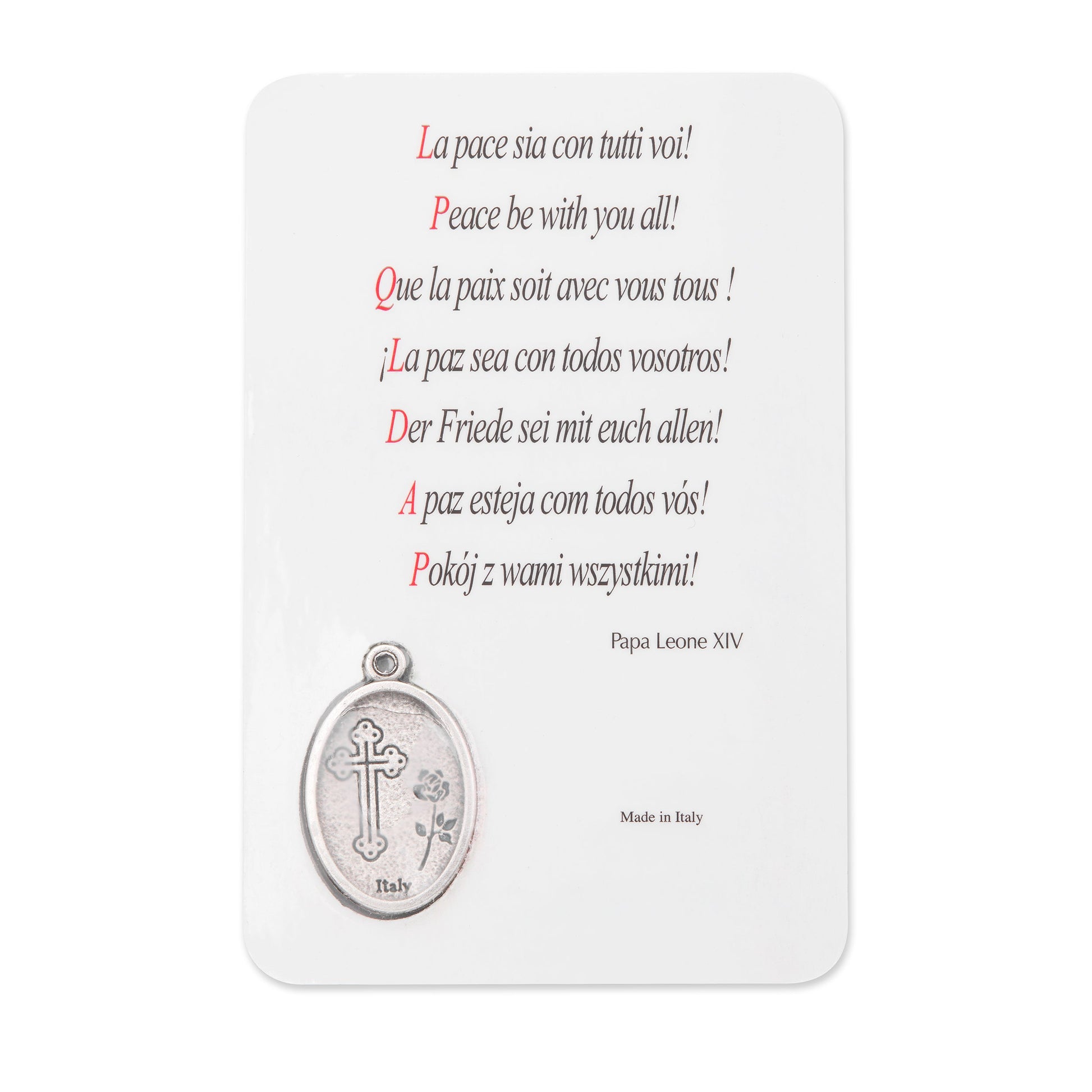 MONDO CATTOLICO ROMA Holy Card Plasticized Holy Card of Pope Leo XIV with Blue Background and and Ceremonial Vestments