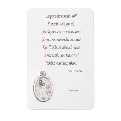 MONDO CATTOLICO ROMA Holy Card Plasticized Holy Card of Pope Leo XIV with Blue Background and and Ceremonial Vestments