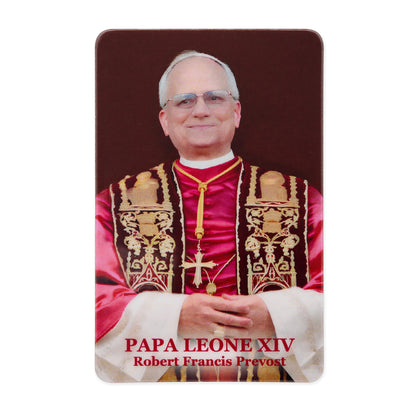 MONDO CATTOLICO ROMA Holy Card Plasticized Holy Card of Pope Leo XIV with Ceremonial Vestments