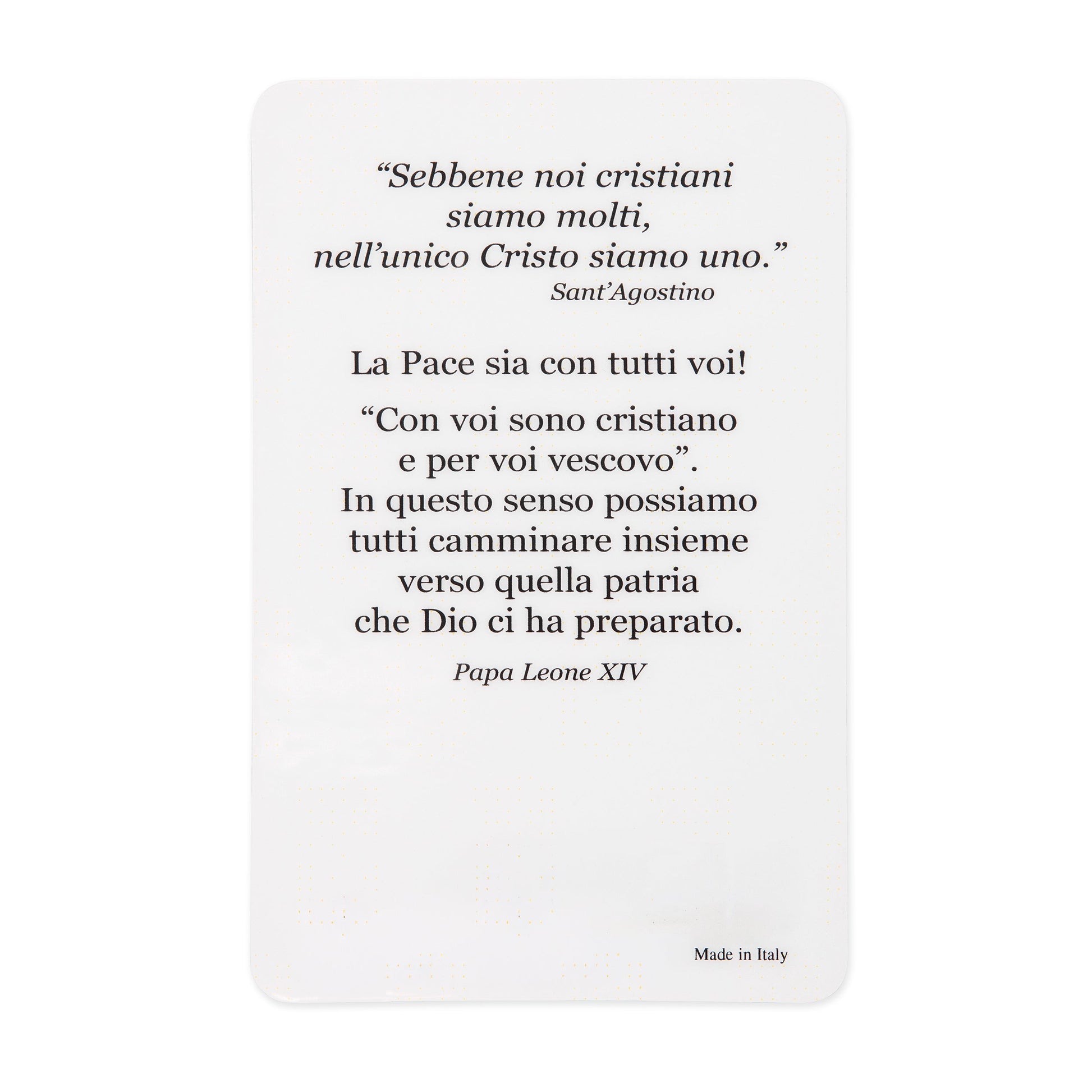 MONDO CATTOLICO ROMA Holy Card Plasticized Holy Card of Pope Leo XIV with Ceremonial Vestments