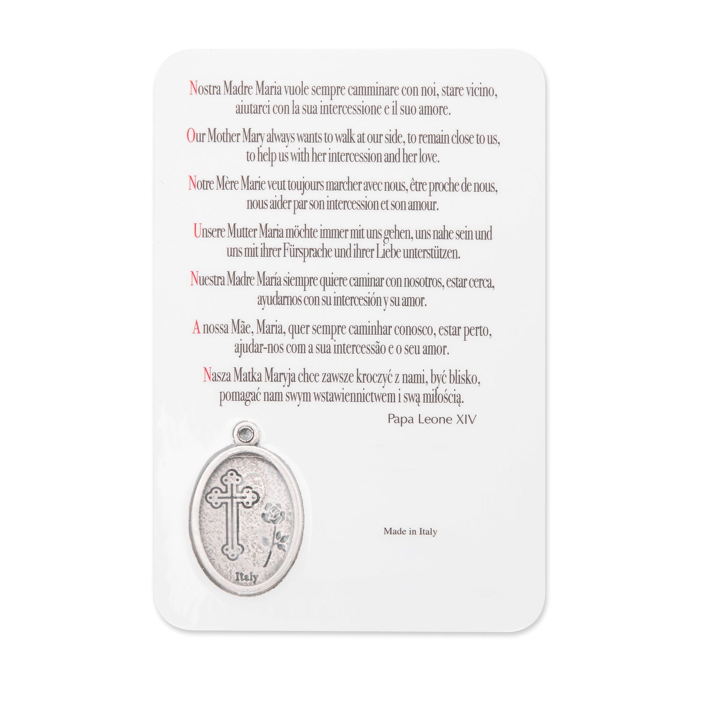 MONDO CATTOLICO ROMA Holy Card Plasticized Holy Card of Pope Leo XIV with Light Blue Background