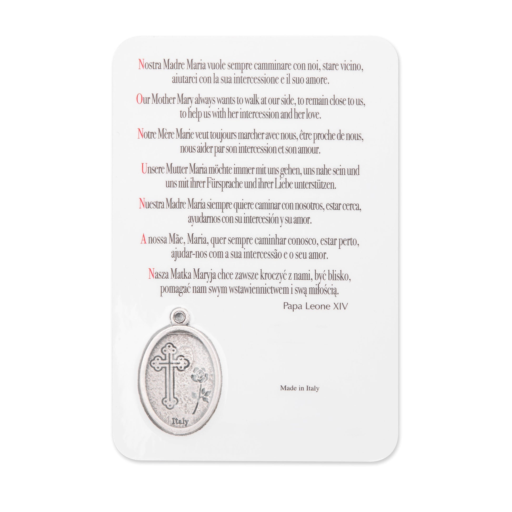 MONDO CATTOLICO ROMA Holy Card Plasticized Holy Card of Pope Leo XIV with Light Blue Background