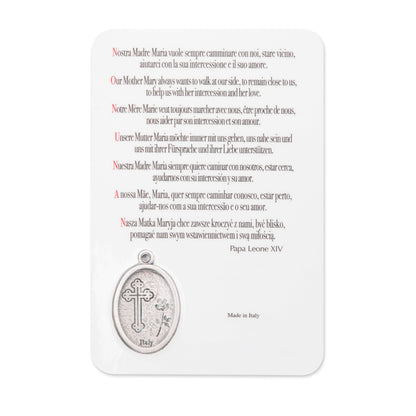 MONDO CATTOLICO ROMA Holy Card Plasticized Holy Card of Pope Leo XIV with Light Blue Background