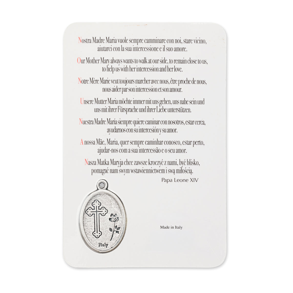 MONDO CATTOLICO ROMA Holy Card Plasticized Holy Card of Pope Leo XIV with Light Blue Background