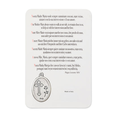 MONDO CATTOLICO ROMA Holy Card Plasticized Holy Card of Pope Leo XIV with Light Blue Background