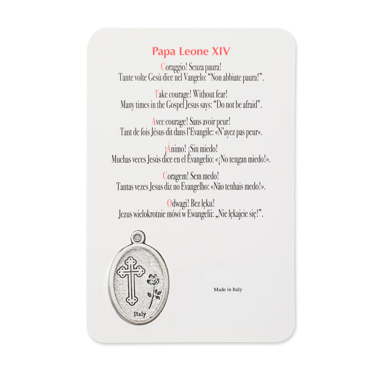 MONDO CATTOLICO ROMA Holy Card Plasticized Holy Card of Pope Leo XIV with Simple Sky Blue Background