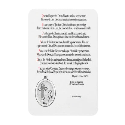 MONDO CATTOLICO ROMA Holy Card Plasticized Holy Card of Pope Leo XIV with St. Peter's Dome