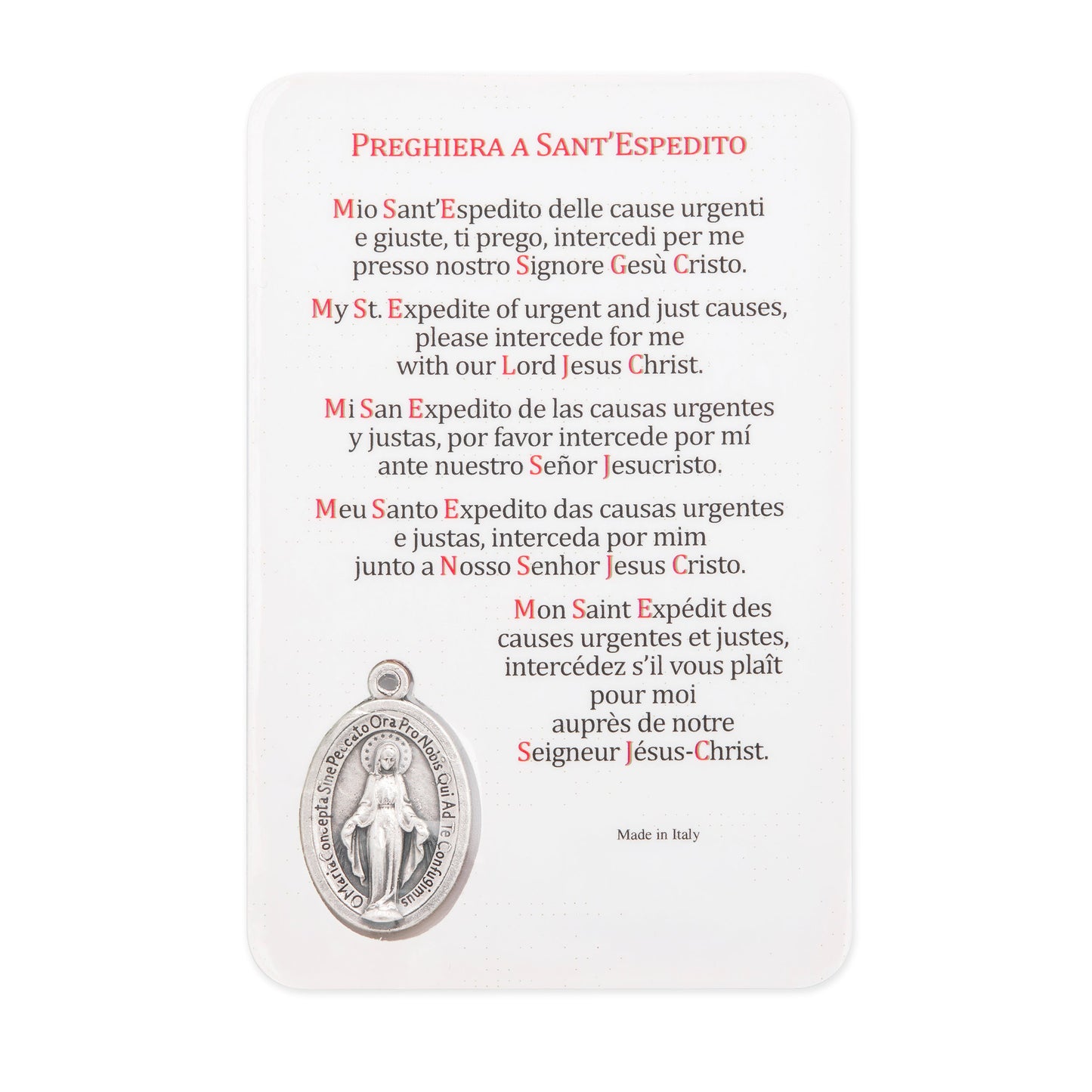 MONDO CATTOLICO ROMA Holy Card Plasticized Holy Card of Saint Expeditus