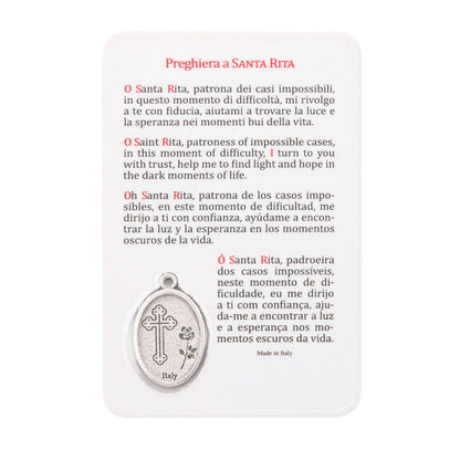 MONDO CATTOLICO ROMA Holy Card Plasticized Holy Card of Saint Rita of Cascia