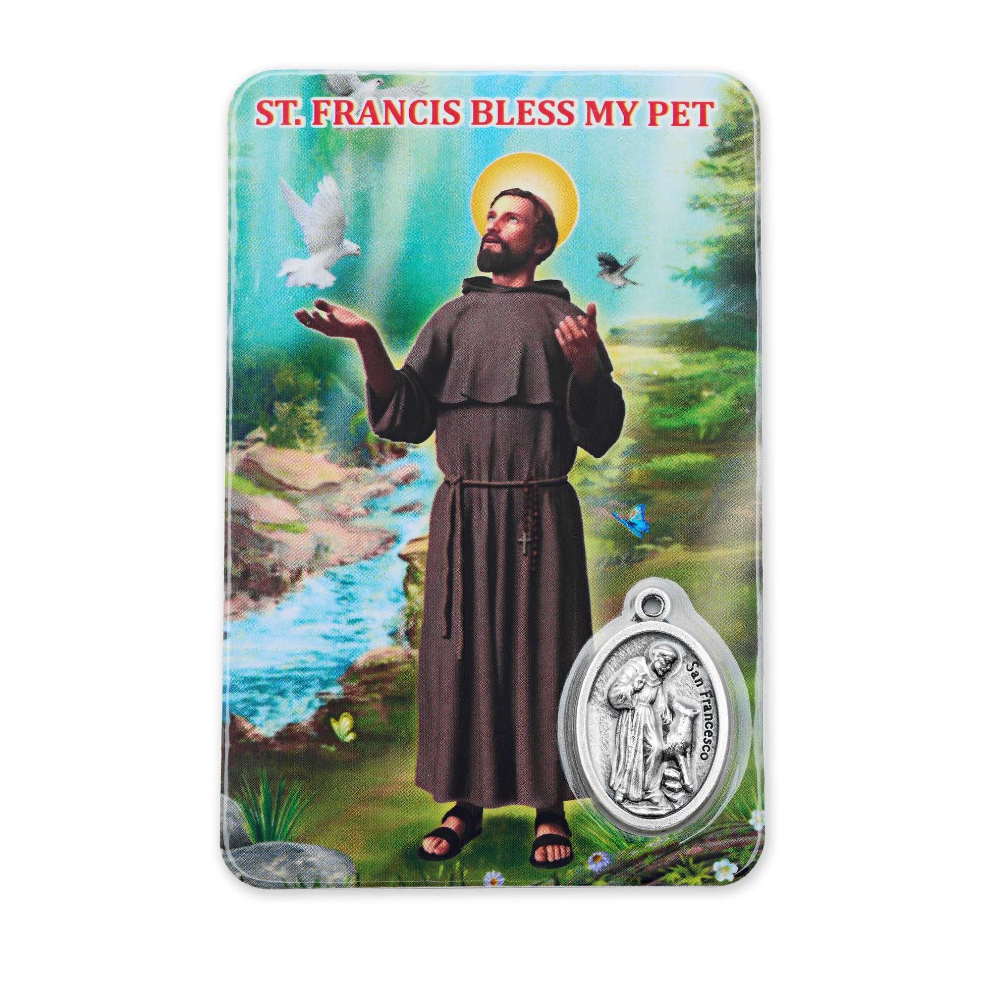 MONDO CATTOLICO ROMA Holy Card Plasticized Holy Card of St. Francis for the Blessing of Animals