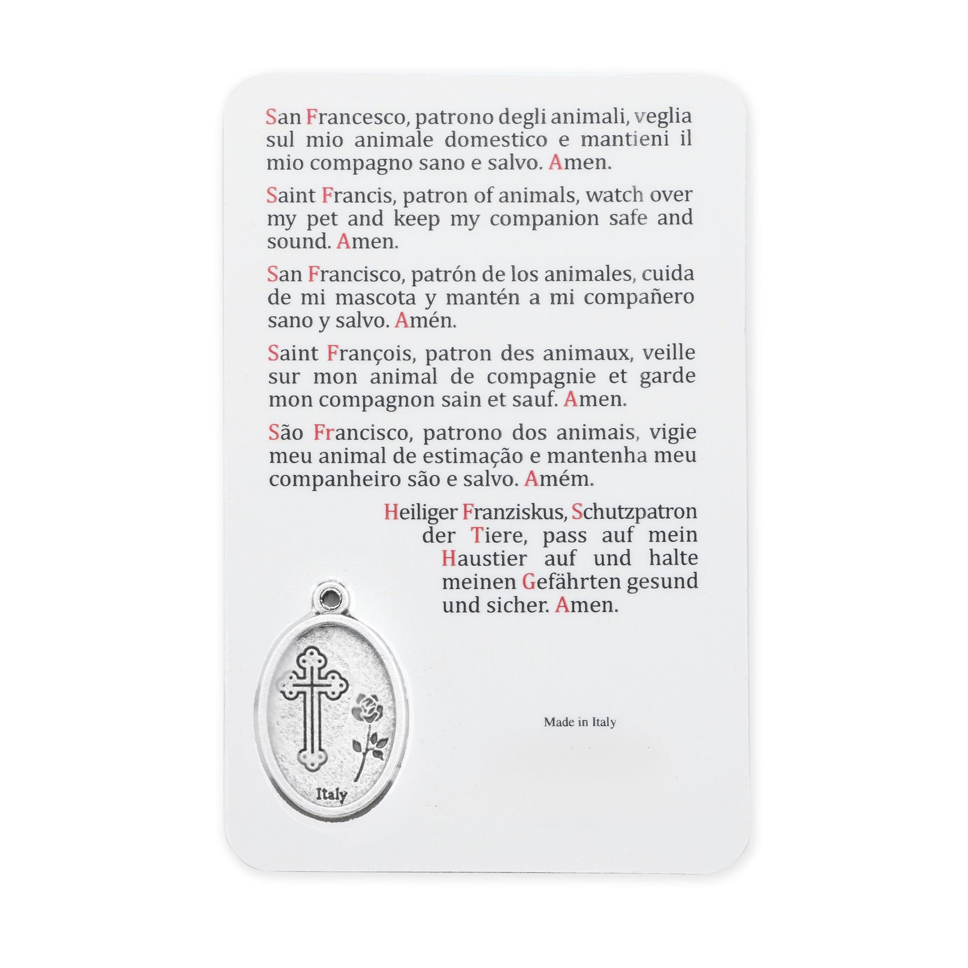 MONDO CATTOLICO ROMA Holy Card Plasticized Holy Card of St. Francis for the Blessing of Animals
