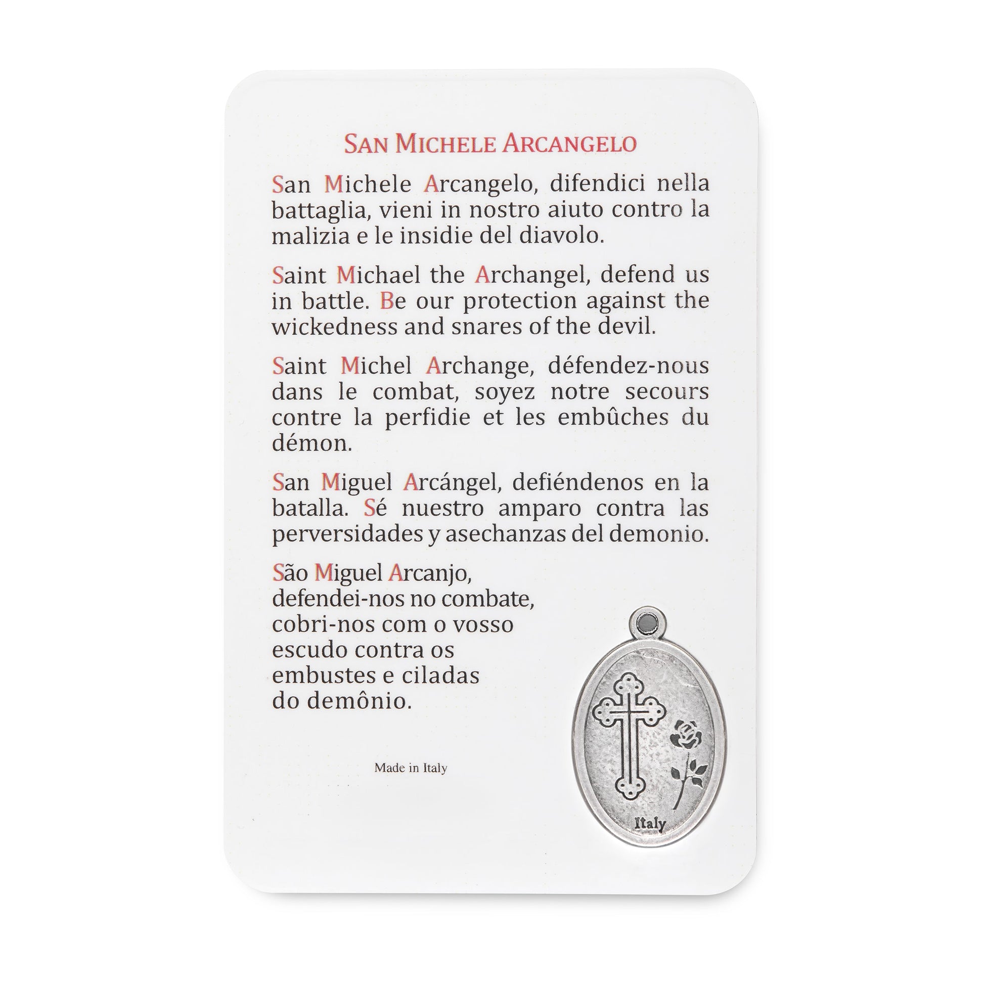 MONDO CATTOLICO ROMA Holy Card Plasticized Holy Card of St. Michael the Archangel
