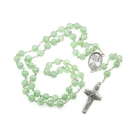 MONDO CATTOLICO Prayer Beads 52 cm (20.47 in) / 8 mm (0.31 in) Pope Francis Green Glitter Rosary Beads